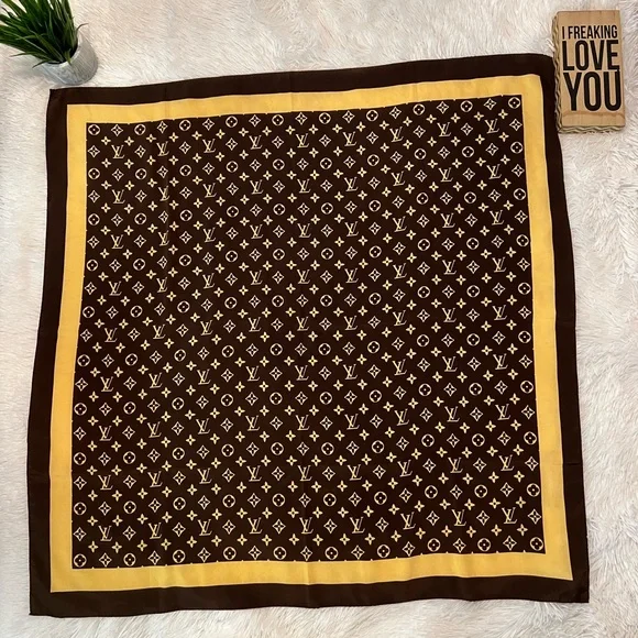 Authentic Vintage Louis Vuitton Large Monogram Silk Scarf - Picture 7 of 15